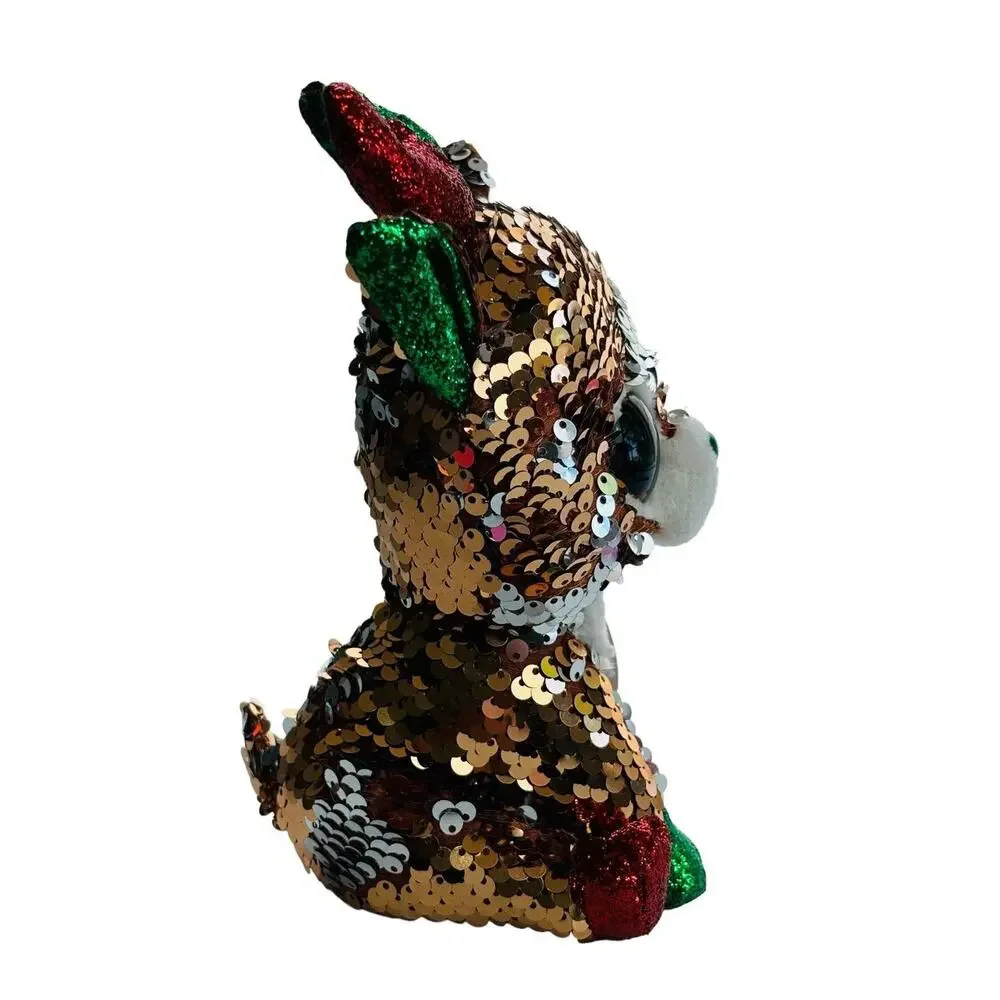 TY Christmas Flippables Sequin TEGAN Reindeer Beanie Baby Plush NEW
